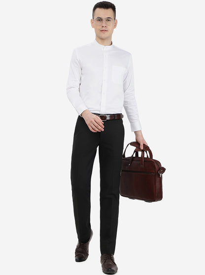 White Solid Slim Fit Formal Shirt | Metal