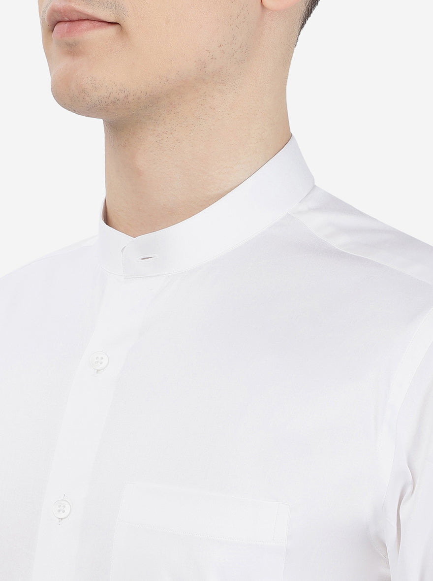 White Solid Slim Fit Formal Shirt | Metal