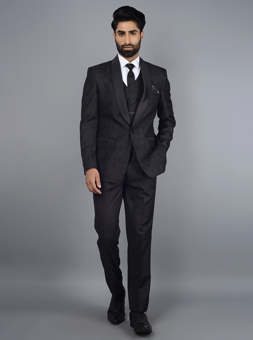 Black Suit for Men - Self Design & Jacquard | JadeBlue