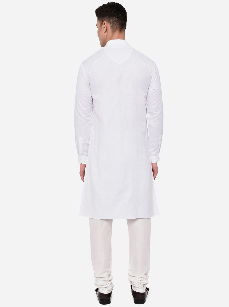 White Solid Regular Fit Modi Kurta | JadeBlue