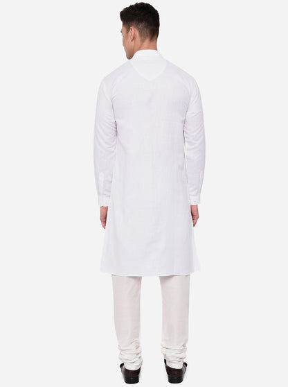 White Solid Regular Fit Modi Kurta | JadeBlue