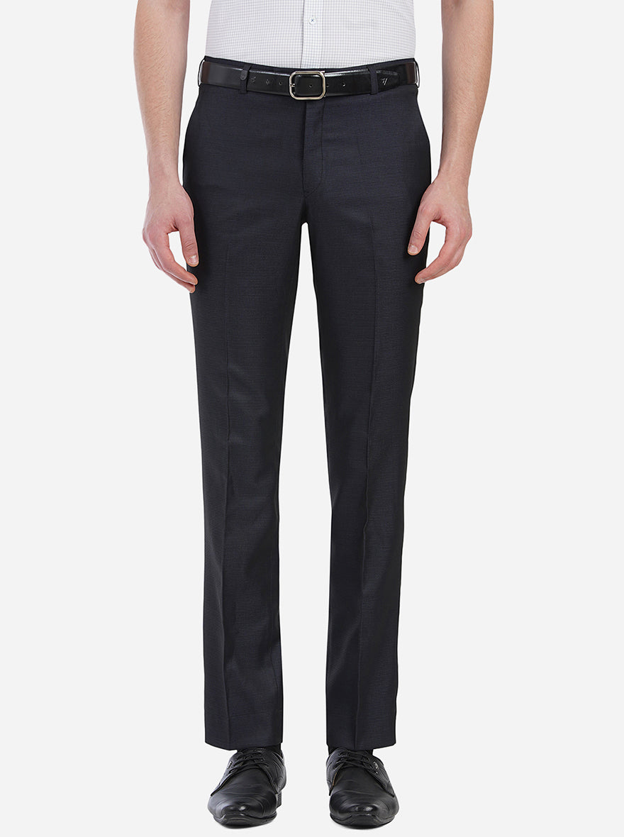 Wine Blue Solid Slim Fit Formal Trouser | JB Studio