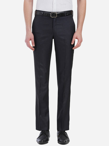 Wine Blue Solid Slim Fit Formal Trouser | JB Studio