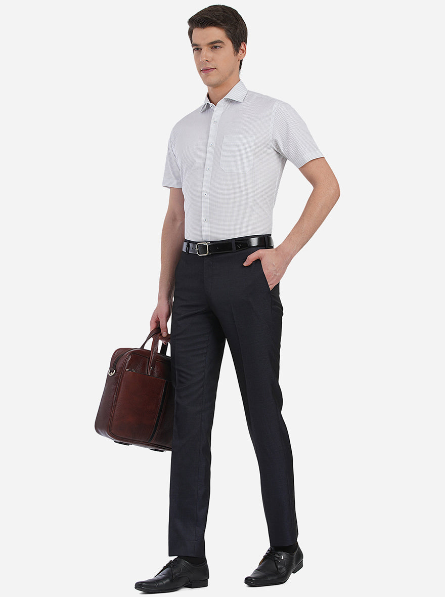Wine Blue Solid Slim Fit Formal Trouser | JB Studio