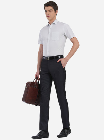 Wine Blue Solid Slim Fit Formal Trouser | JB Studio