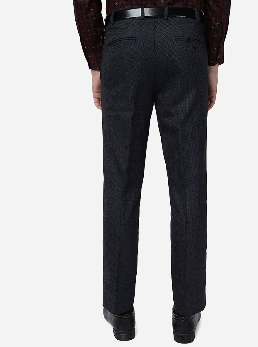 Blue Solid Slim Fit Formal Trouser | Metal
