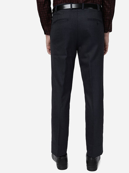 Blue Solid Slim Fit Formal Trouser | Metal