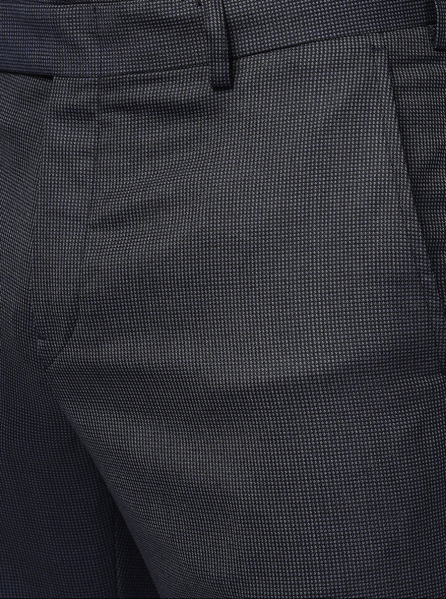 Blue Solid Slim Fit Formal Trouser | Metal