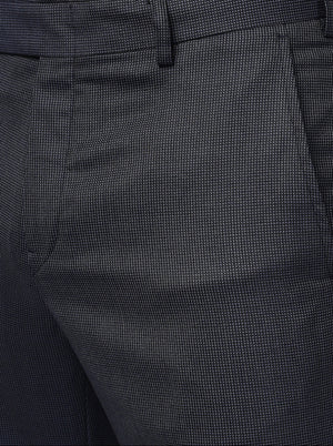 Blue Solid Slim Fit Formal Trouser | Metal