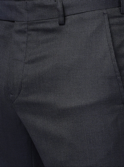 Blue Solid Slim Fit Formal Trouser | Metal