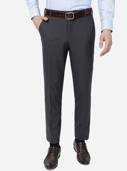 Grey Solid Super Slim Fit Formal Trouser | JadeBlue Youth