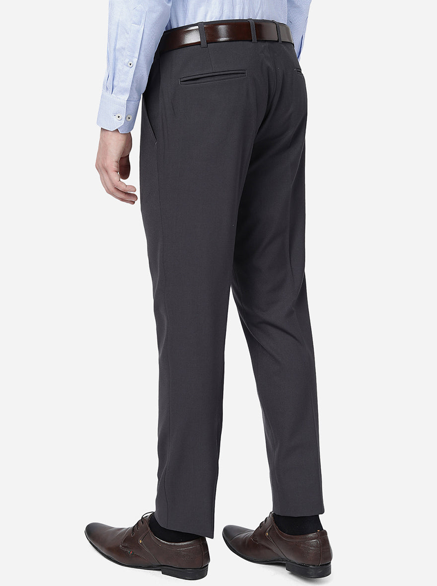 Grey Solid Super Slim Fit Formal Trouser | JadeBlue Youth