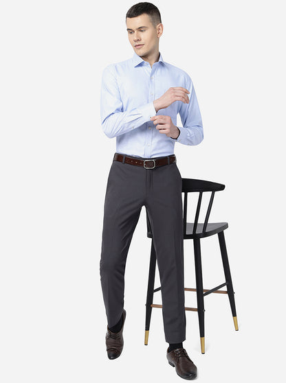 Grey Solid Super Slim Fit Formal Trouser | JadeBlue Youth