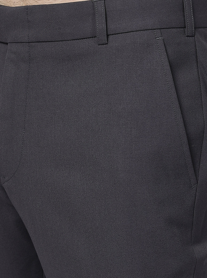 Grey Solid Super Slim Fit Formal Trouser | JadeBlue