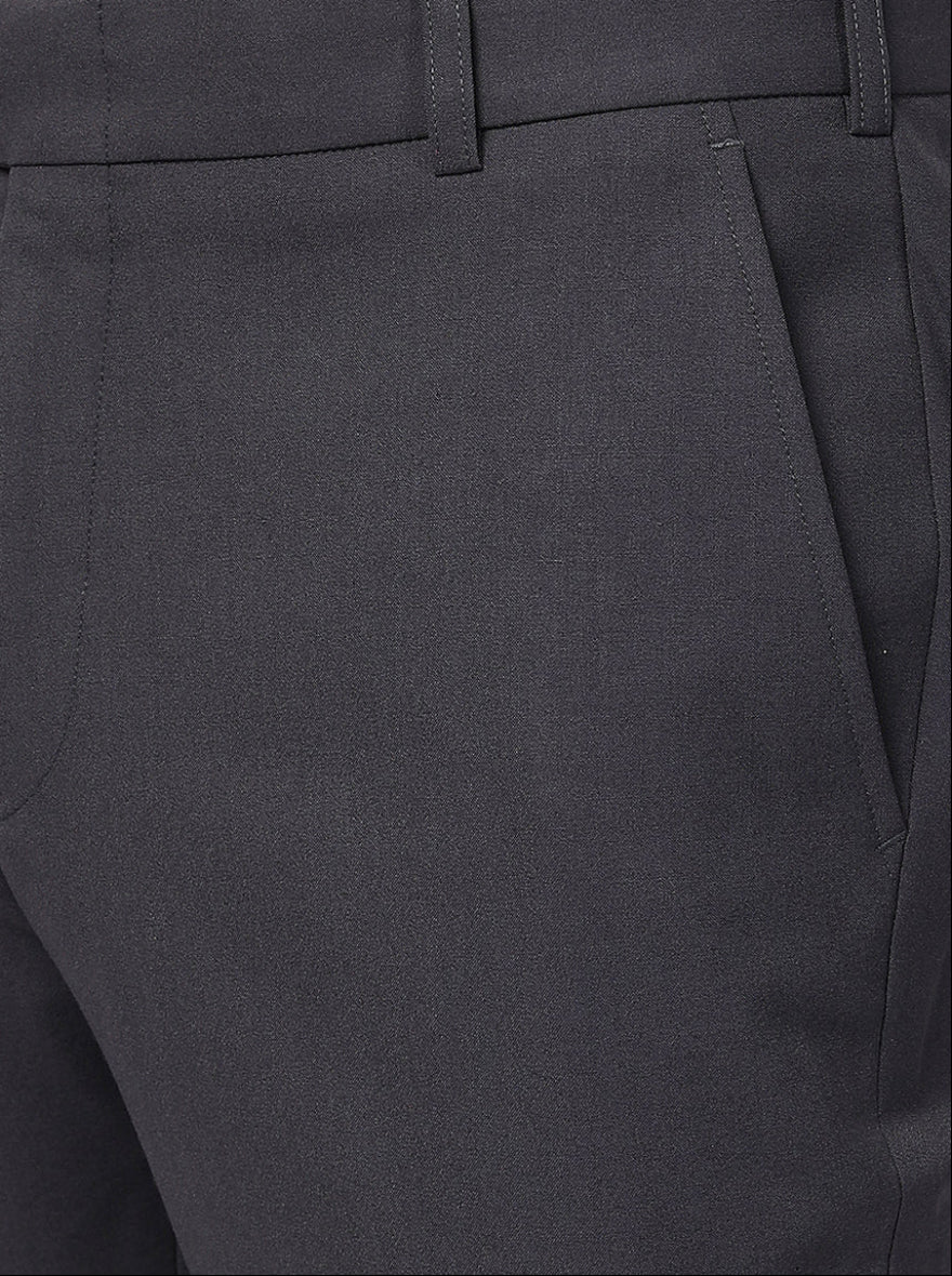 Grey Solid Super Slim Fit Formal Trouser | JadeBlue Youth