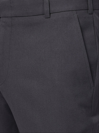Grey Solid Super Slim Fit Formal Trouser | JadeBlue Youth