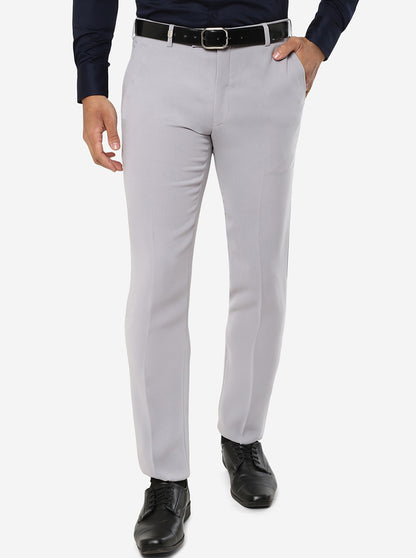 Beige Solid Slim Fit Formal Trouser | JB Studio