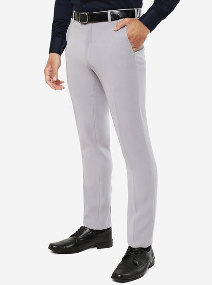 Beige Solid Slim Fit Formal Trouser | JB Studio