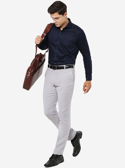 Beige Solid Slim Fit Formal Trouser | JB Studio