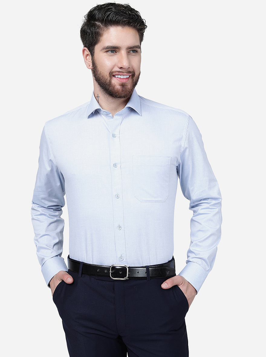 Light Blue Solid Regular Fit Formal Shirt | JadeBlue