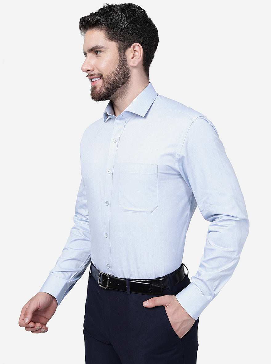 Light Blue Solid Regular Fit Formal Shirt | JadeBlue
