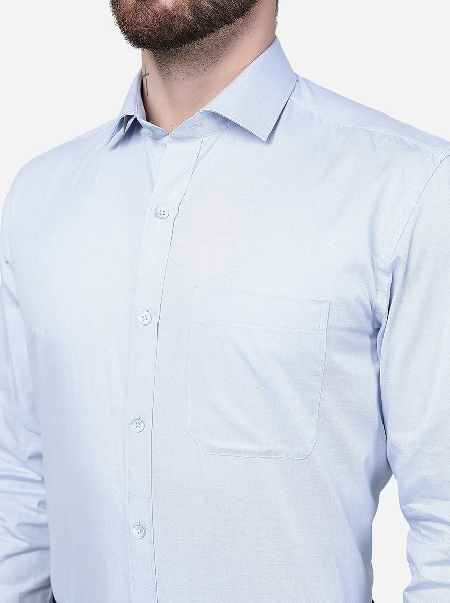 Light Blue Solid Regular Fit Formal Shirt | JadeBlue