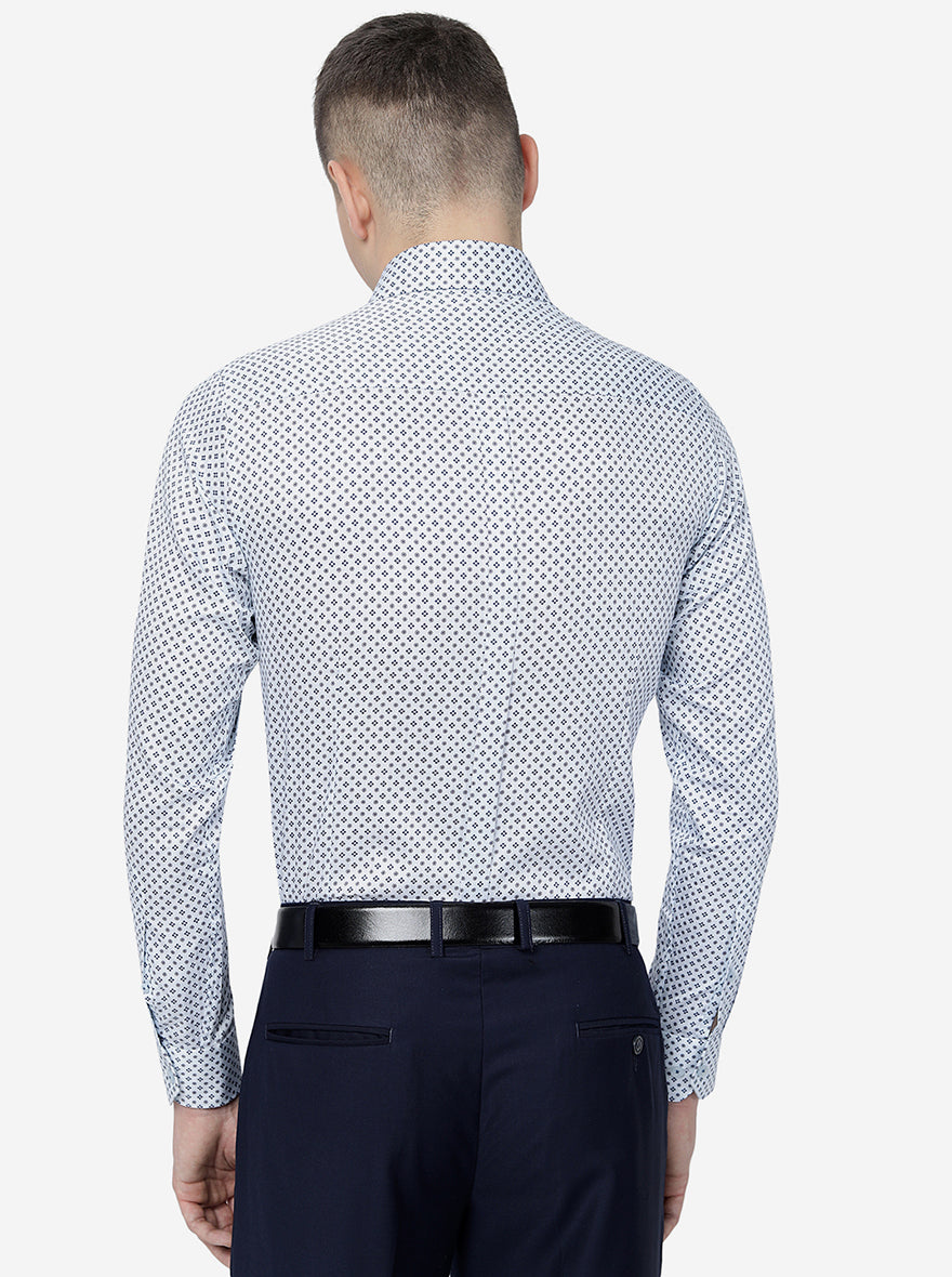 Sky Blue Printed Slim Fit Formal Shirt | JadeBlue Youth