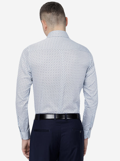Sky Blue Printed Slim Fit Formal Shirt | JadeBlue Youth