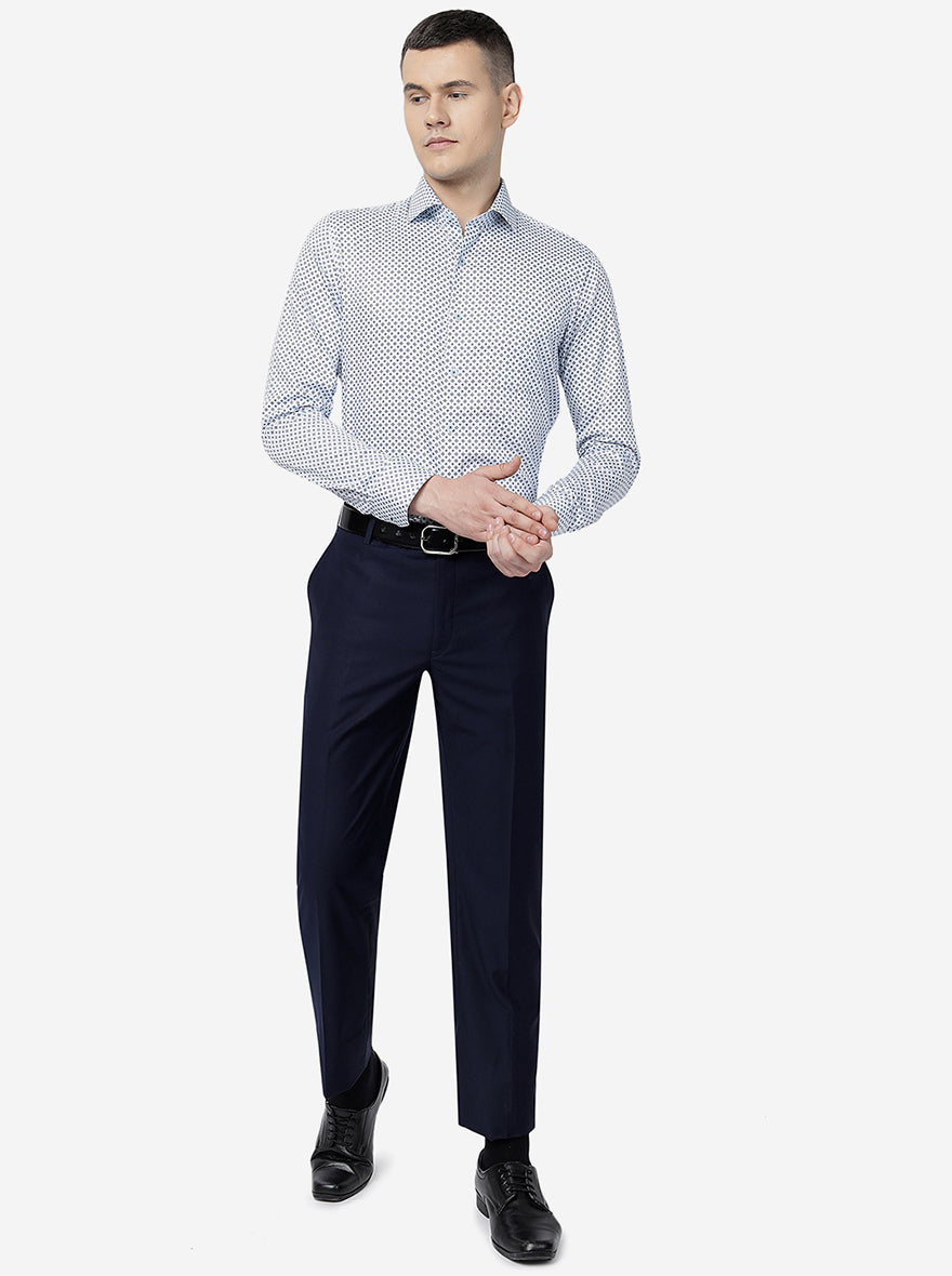 Sky Blue Printed Slim Fit Formal Shirt | JadeBlue Youth