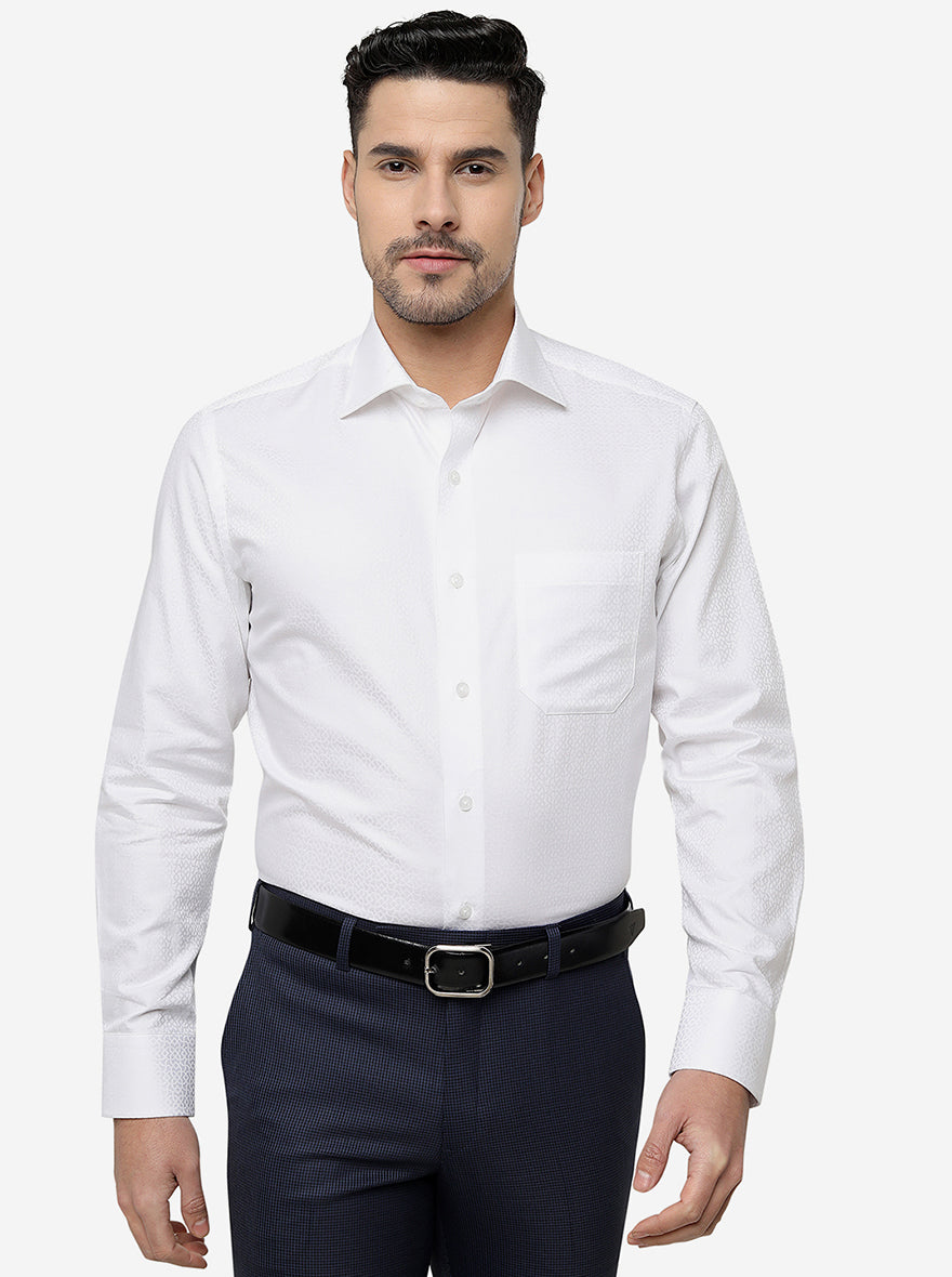 White Solid Slim Fit Formal Shirt | Metal