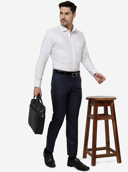 White Solid Slim Fit Formal Shirt | Metal