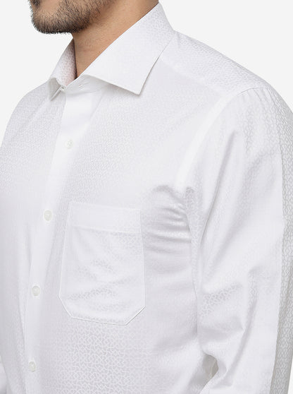 White Solid Slim Fit Formal Shirt | Metal