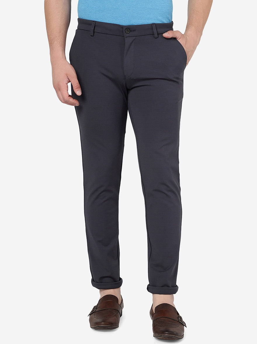 Dark Grey Solid Venice Fit Casual Trouser | JadeBlue