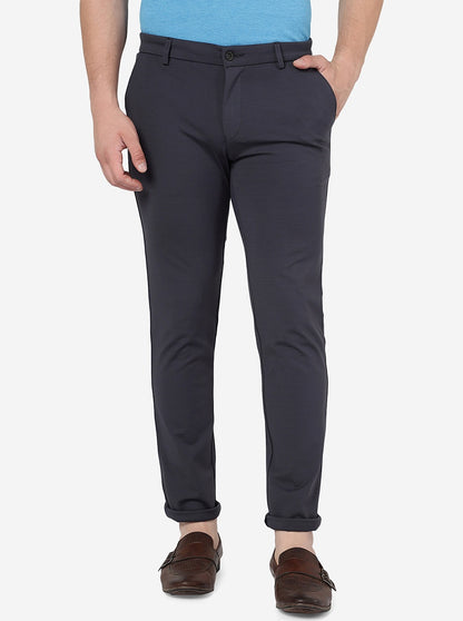 Dark Grey Solid Venice Fit Casual Trouser | JadeBlue