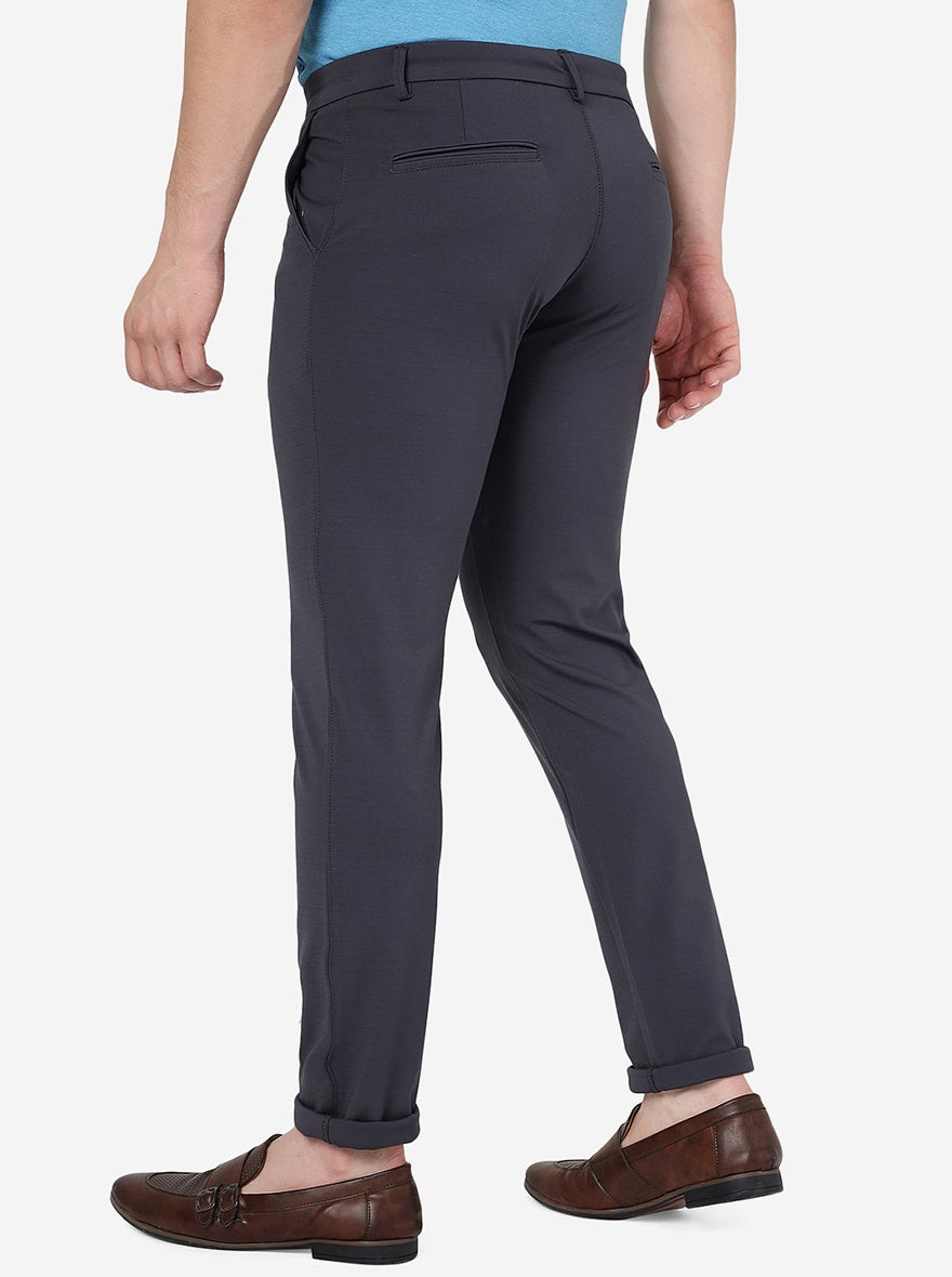 Dark Grey Solid Venice Fit Casual Trouser | JadeBlue