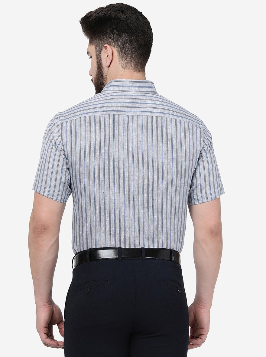 Blue Striped Regular Fit Formal Shirt | JadeBlue