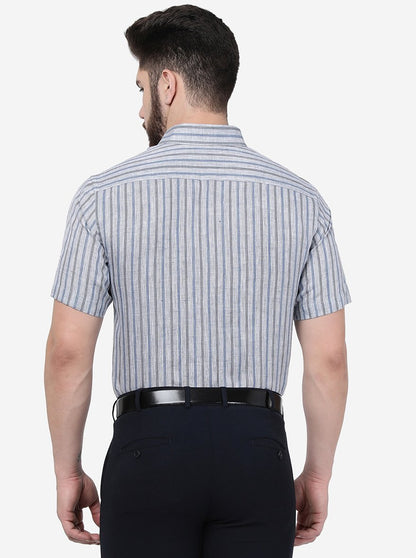 Blue Striped Regular Fit Formal Shirt | JadeBlue