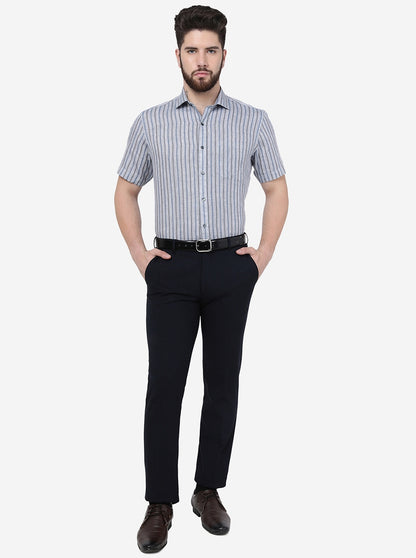 Blue Striped Regular Fit Formal Shirt | JadeBlue