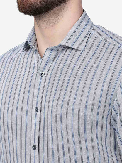 Blue Striped Regular Fit Formal Shirt | JadeBlue
