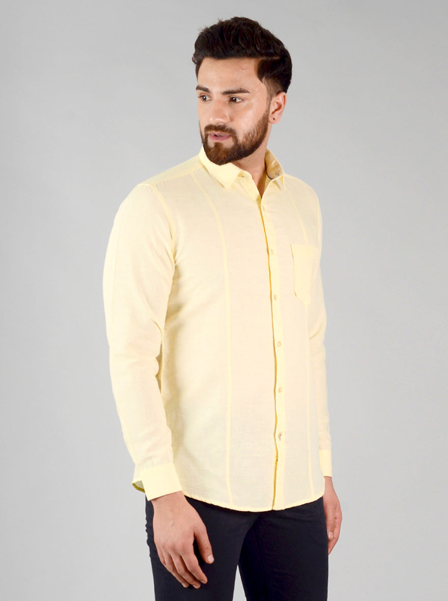 Mellow Yellow Solid Slim Fit Casual Shirt | JadeBlue