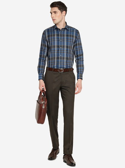 Blue & Black Checked Slim Fit Formal Shirt | Metal