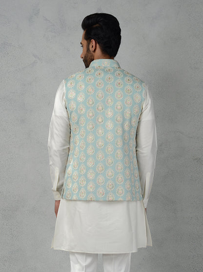 Buy Aqua Green Bandhgala Jacket