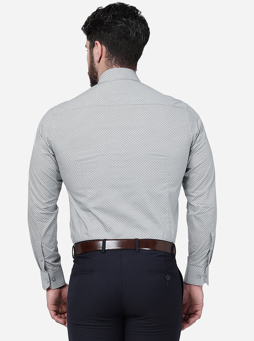 Grey Printed Slim Fit Formal Shirt | Greenfibre