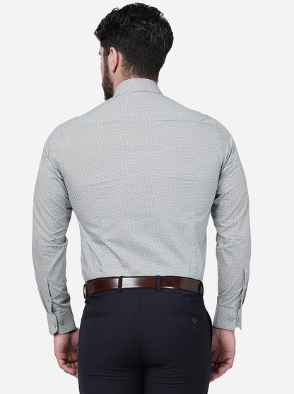 Grey Printed Slim Fit Formal Shirt | Greenfibre