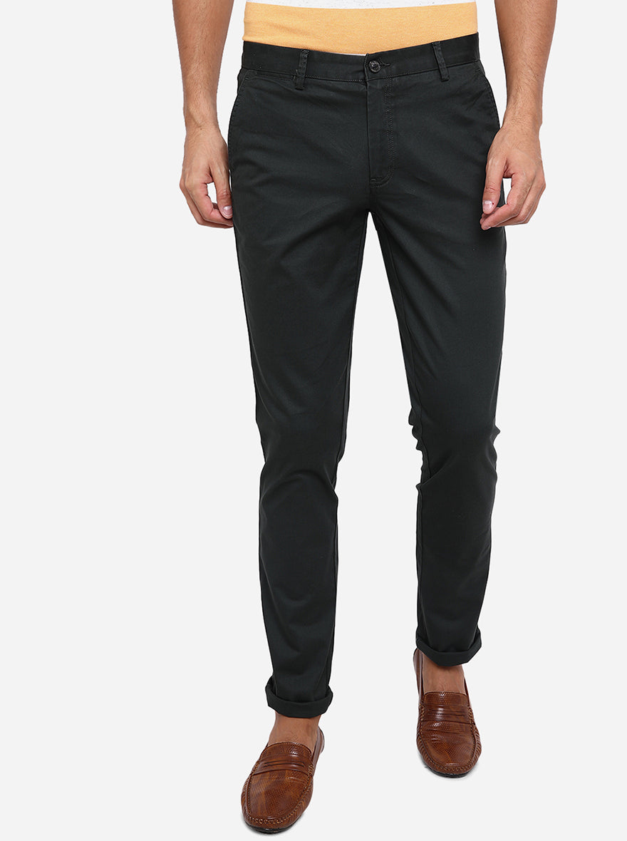 Olive Dobby Uno Fit Casual Trouser | JadeBlue