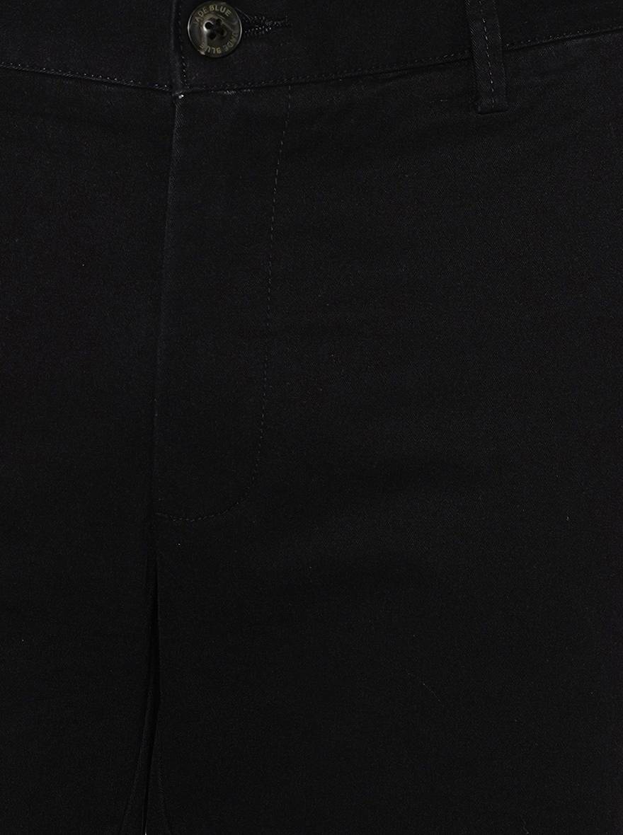 Black Solid Uno Fit Casual Trouser | JadeBlue