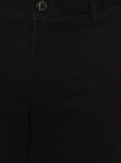 Black Solid Uno Fit Casual Trouser | JadeBlue