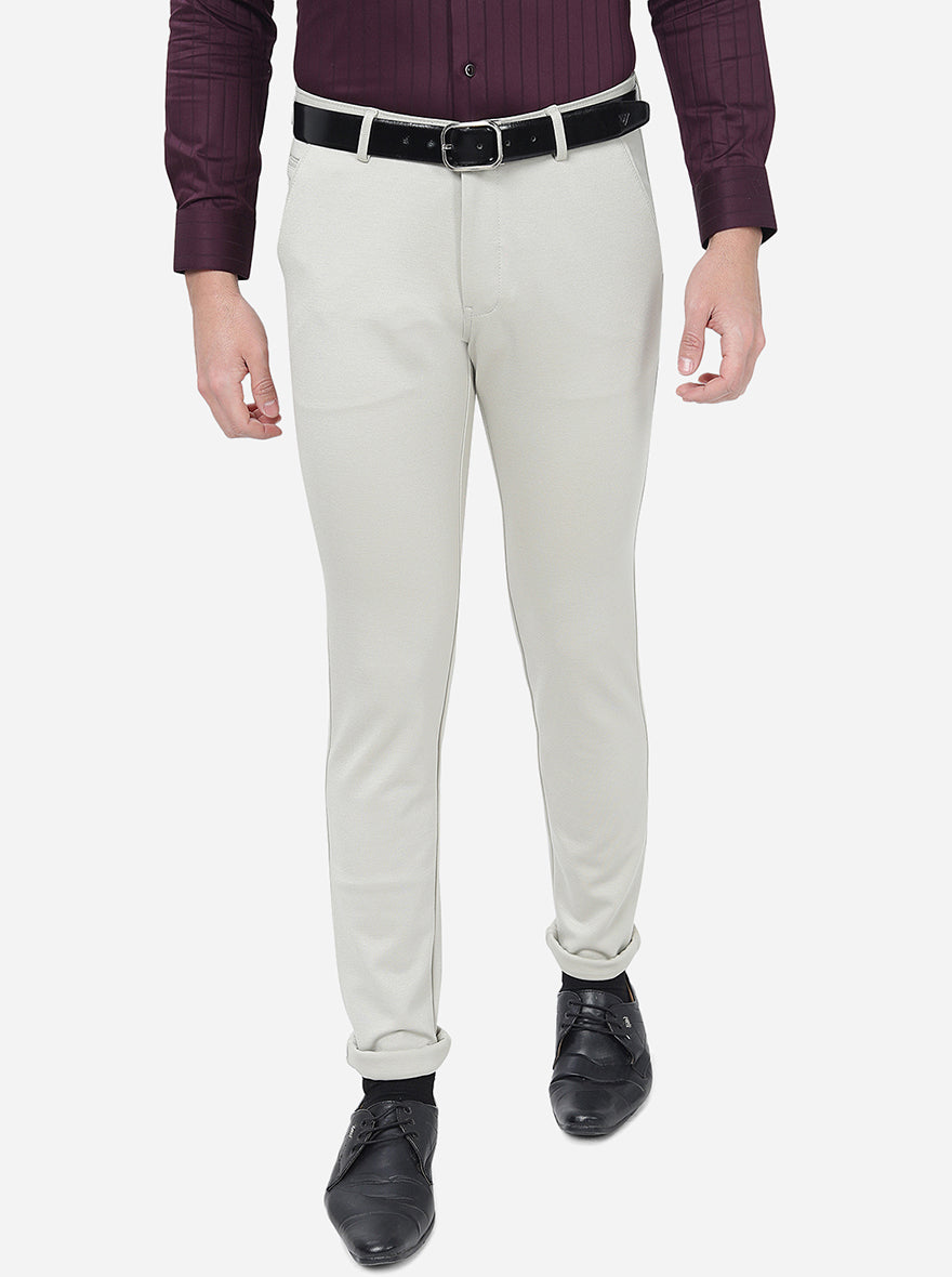 Beige Solid Slim Fit Club Wear Trouser | JB Studio