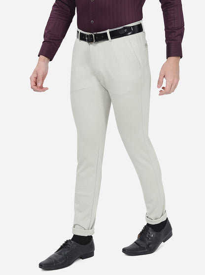 Beige Solid Slim Fit Club Wear Trouser | JB Studio