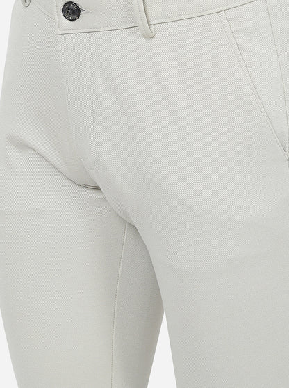 Beige Solid Slim Fit Club Wear Trouser | JB Studio